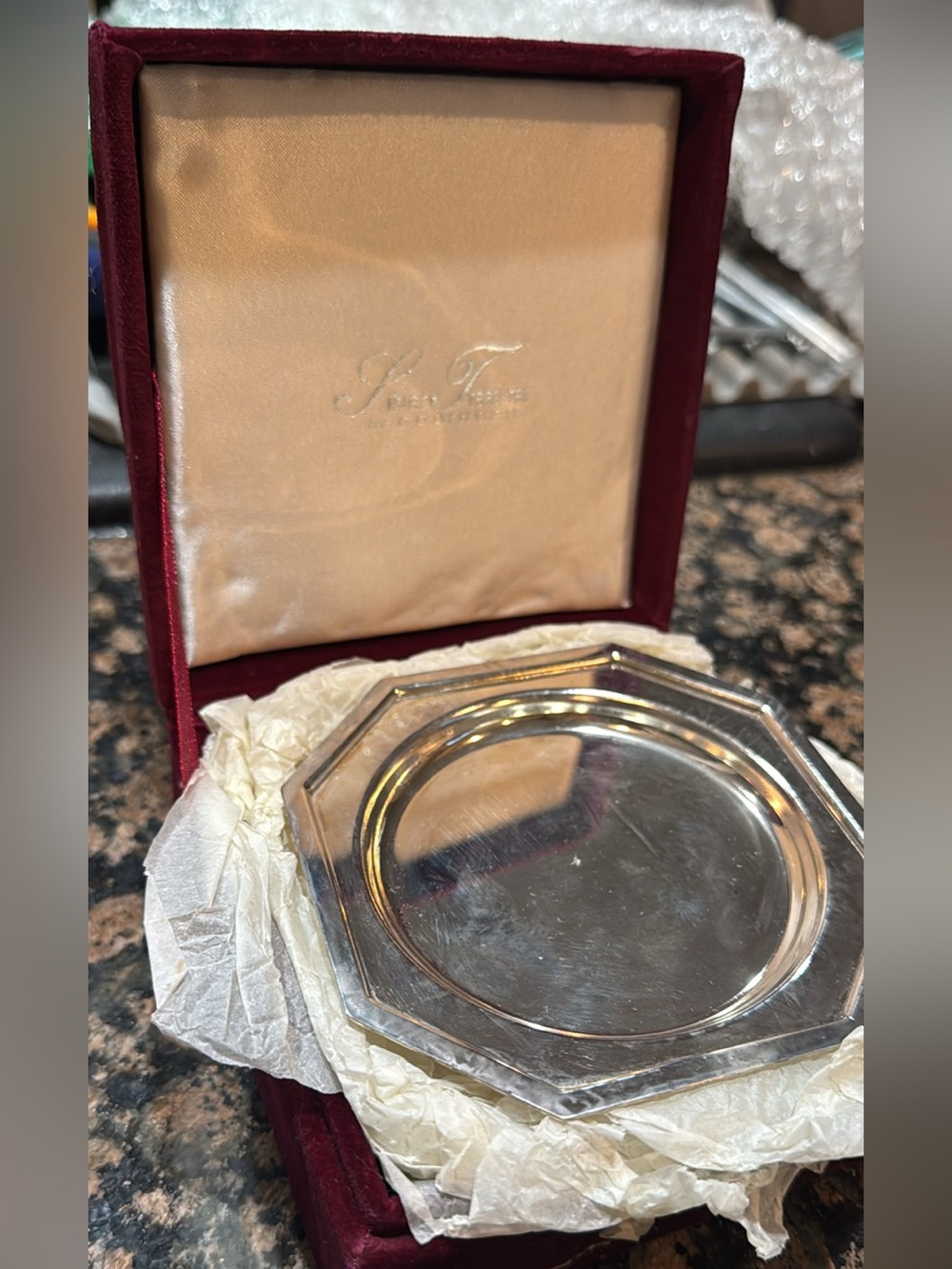 Silver Octagonal Decorative Tray by Unknown Brand